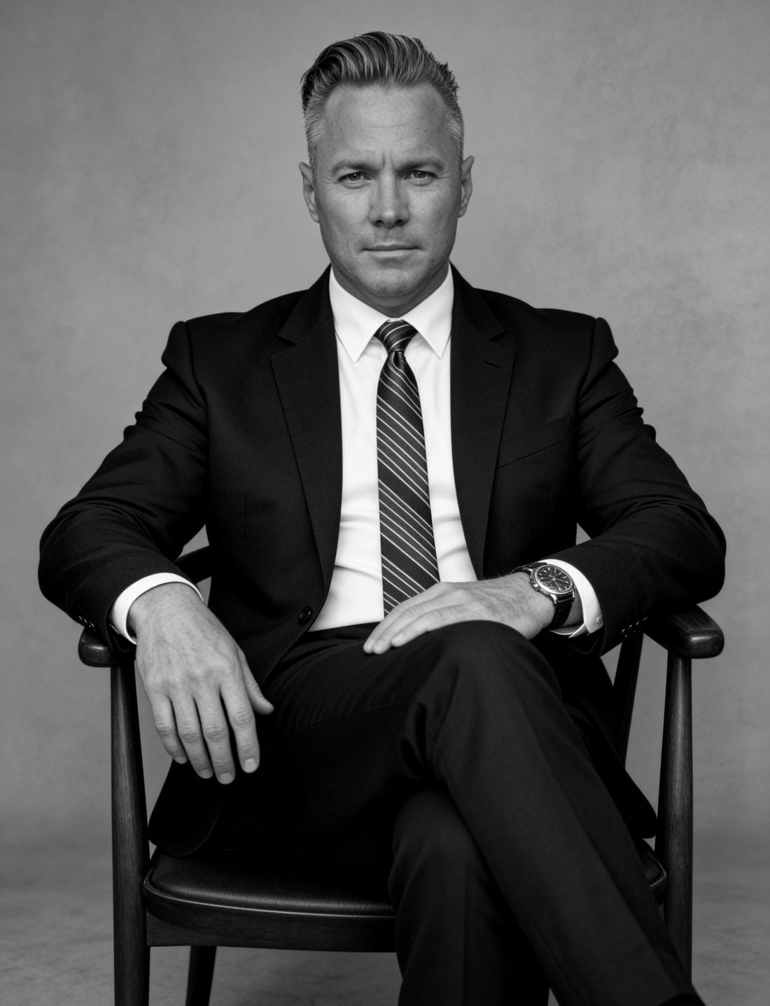 Portrait of Jon Willis seated in a dark suit
